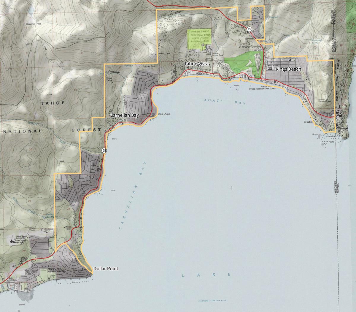 map of north lake tahoe