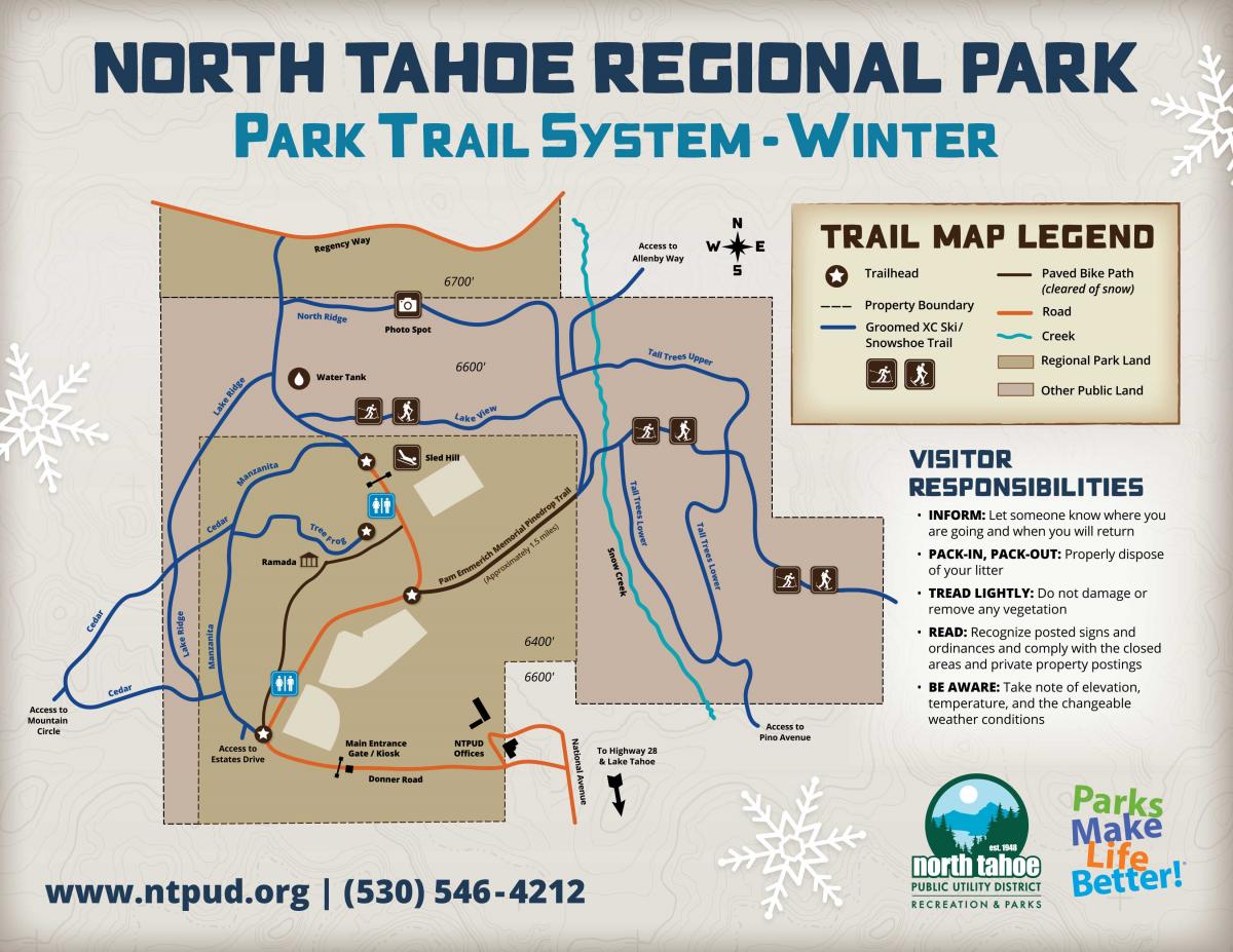 North Tahoe Regional Park Park Trail System Map - Winter