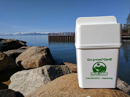 Grease container overlooking lake tahoe