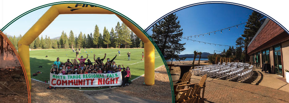 commnight community night at the soccer fields on the left and north tahoe events center patio on the right