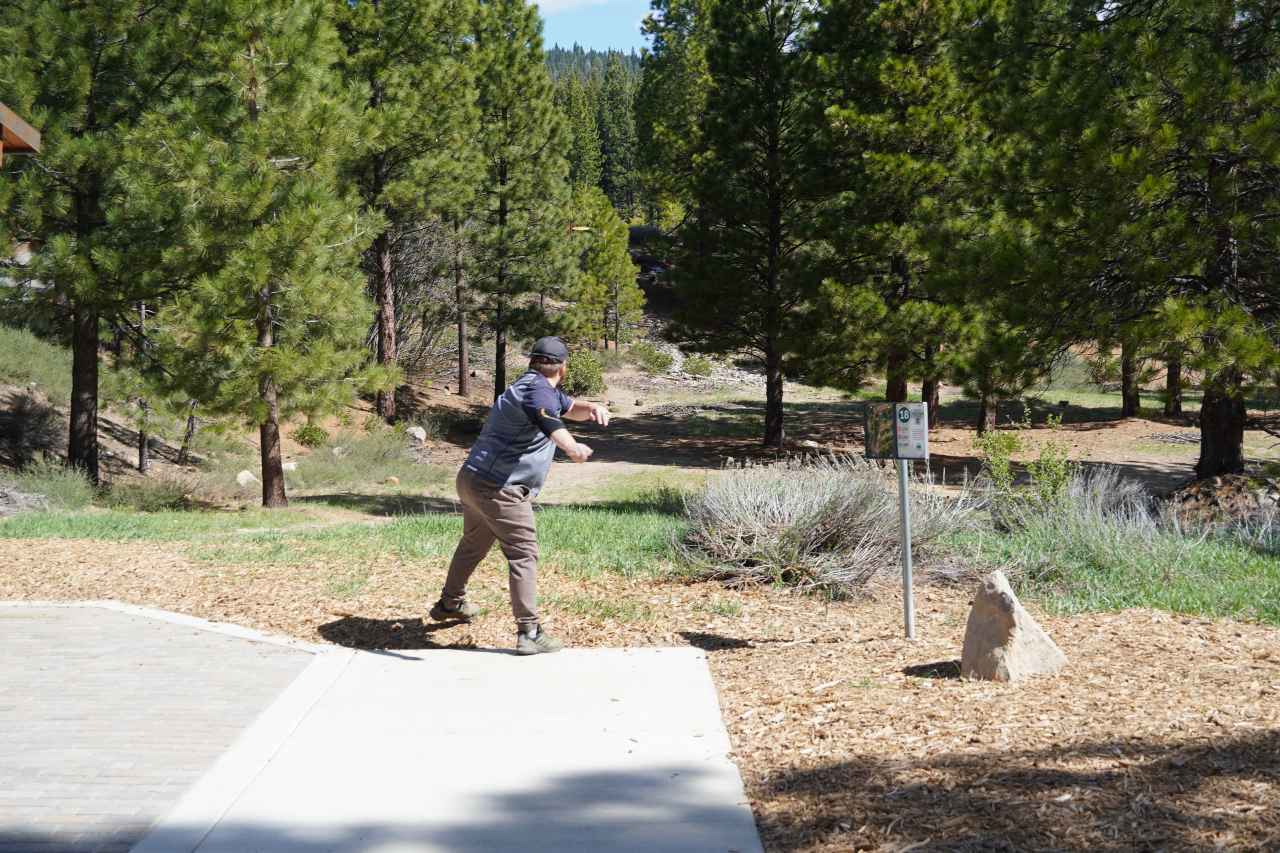 Person playing disc golf