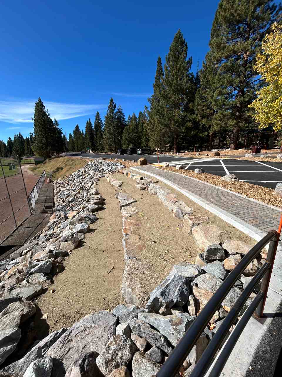 Tiered seating for spectators at Field 2
