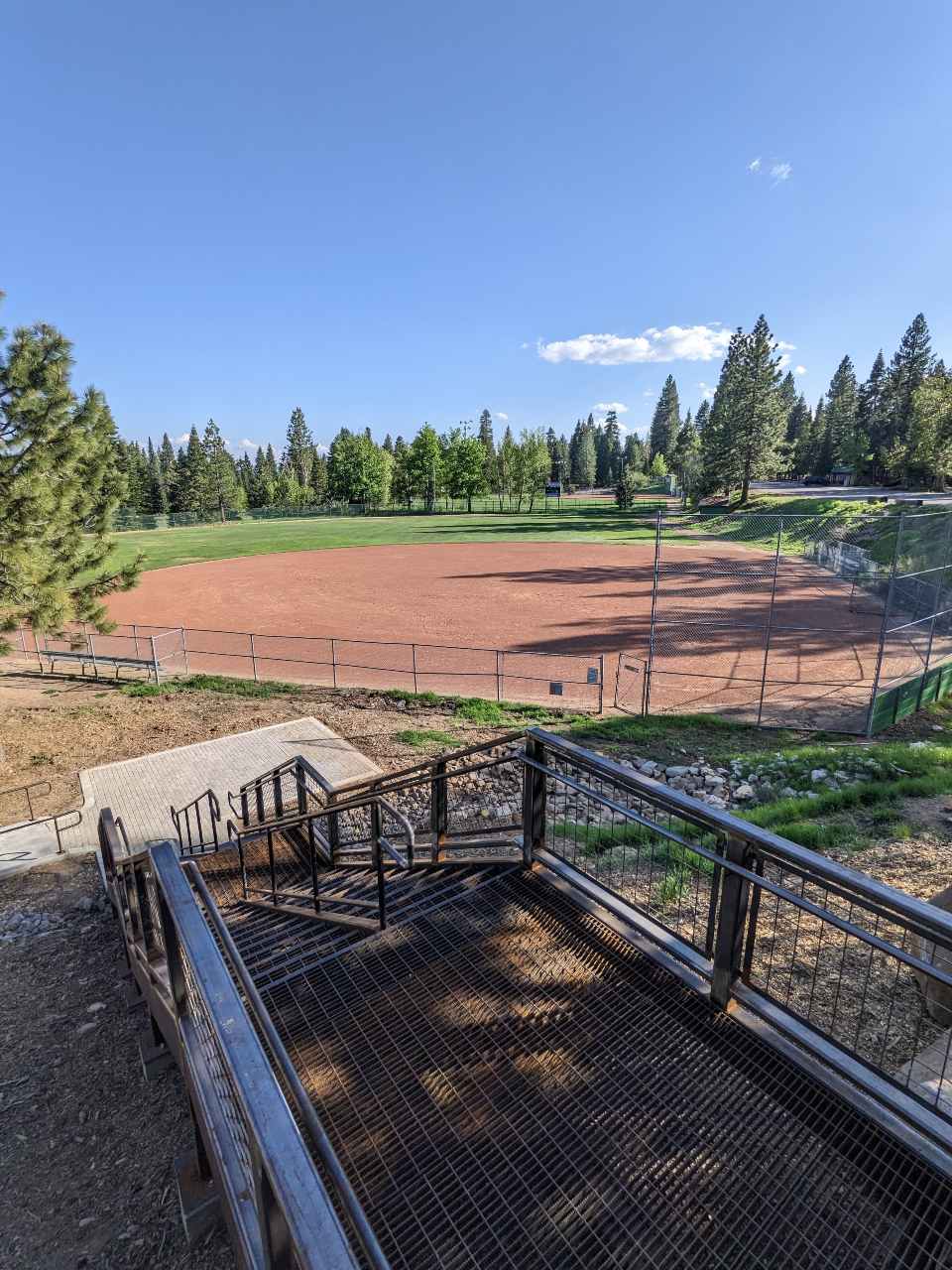 Elevated view from top of stairs to Field 2