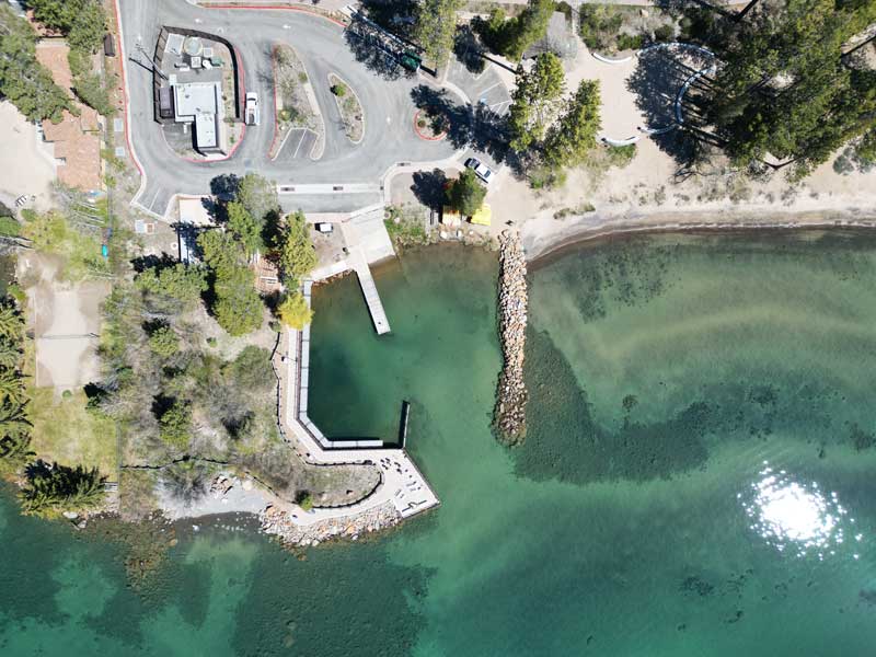 aerial view of boat launch