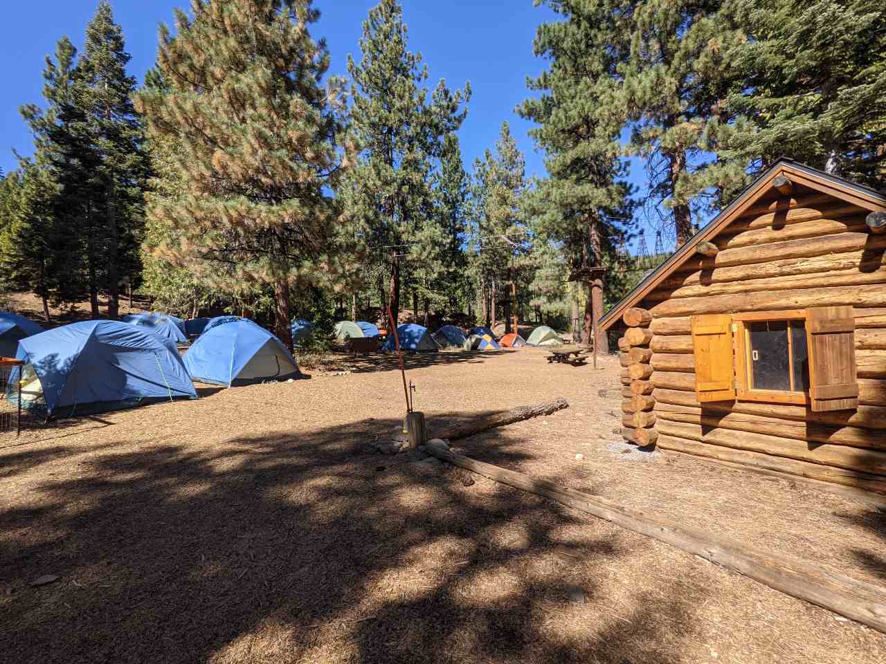 Lewellen Scout Cabin with tents