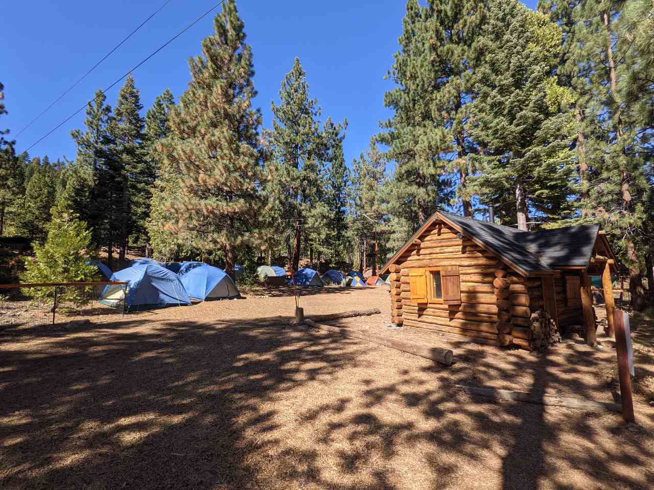 Lewellen Scout Cabin with tents