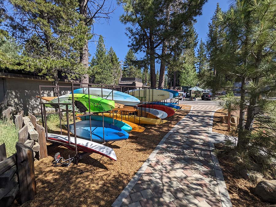 Kayaks on racks