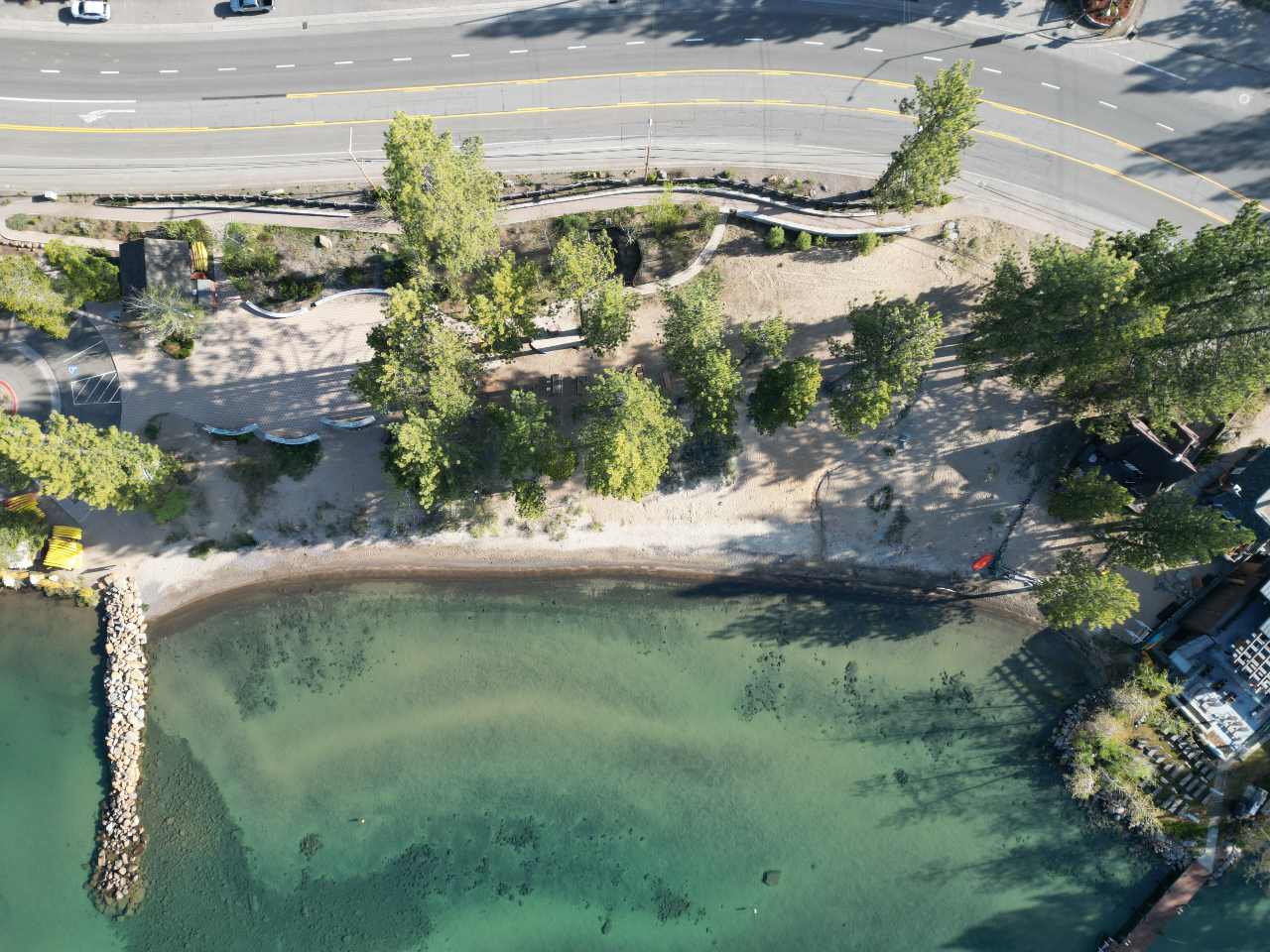 Aerial view of TVRA picnic area and beach