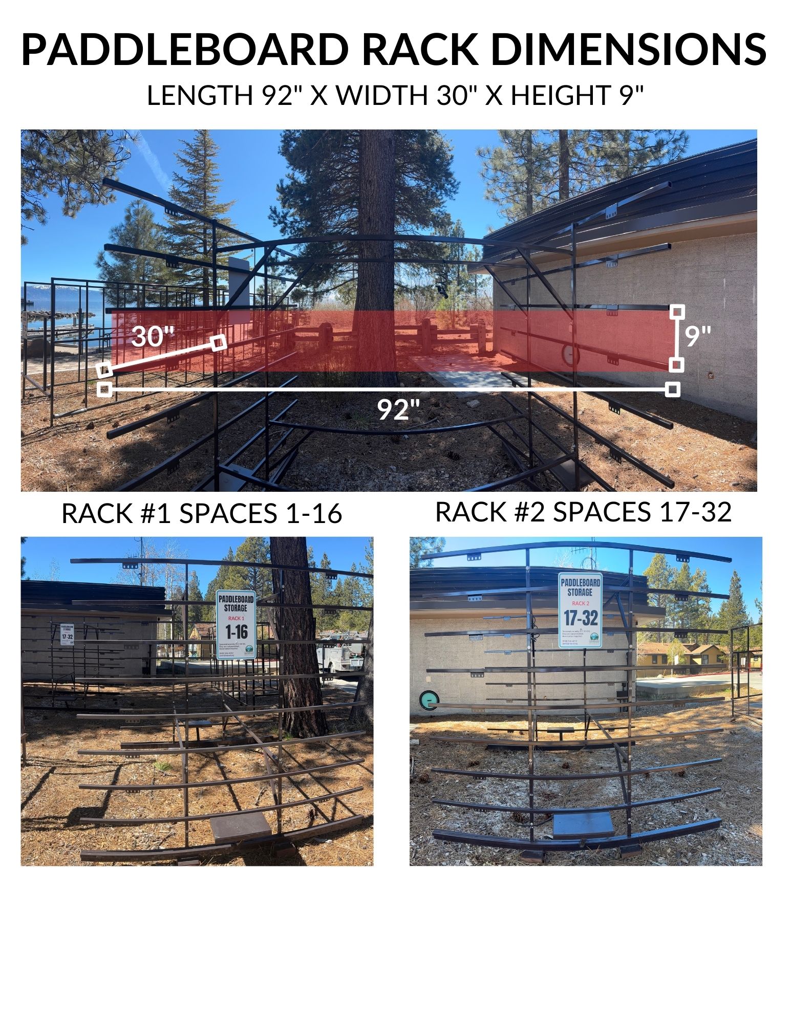 paddleboard rack dimensions