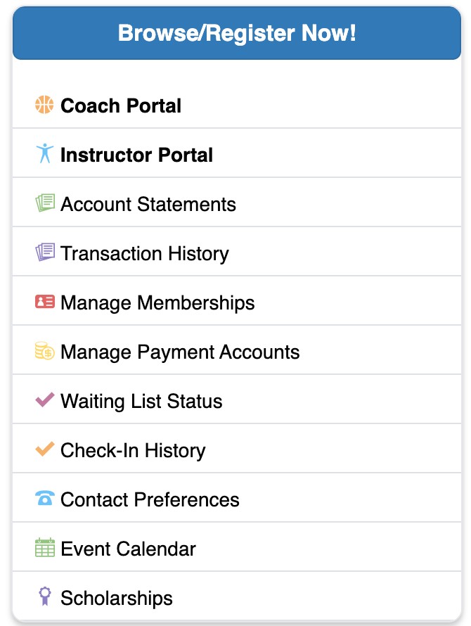 screenshot of list where you can find scholarships link
